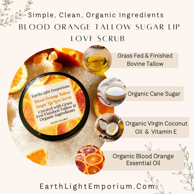 Grass Fed and Finished Tallow Organic Sugar Lip Love Scrub Blood Orange (1 0z | 30 g) - Image 2