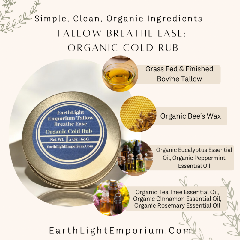 Grass Fed and Finished Tallow Organic Breathe Ease Cold Rub (2 0z | 60 g) - Image 2