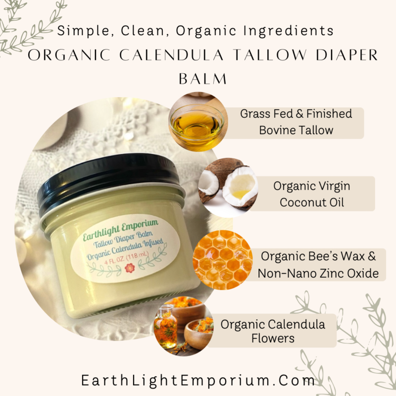 Grass Fed and Grass Finished Tallow Diaper Cream Organic Calendula Infused  (4 0z | 120 g) - Image 2