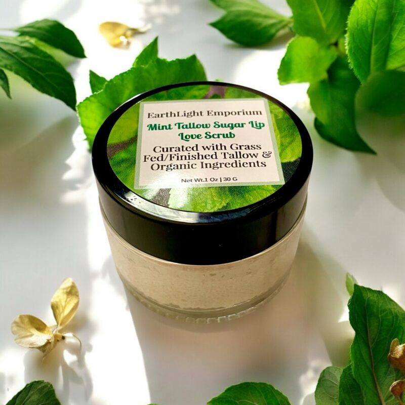 Grass Fed and Finished Tallow Organic Sugar Lip Love Scrub Peppermint (1 0z | 30 g) - Image 3