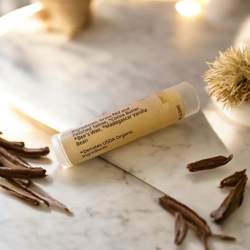 Nourishing Tallow Lip Balm Organic Cocao Butter and Organic Madagascar Vanilla Infused (0.15 0z | 4.25g) - Image 3