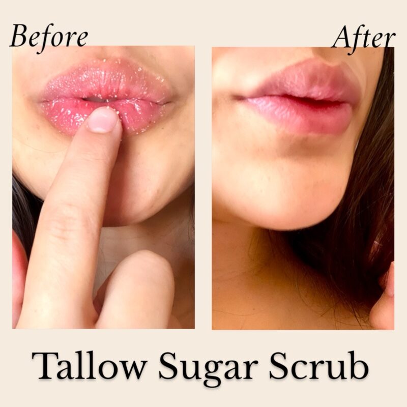Grass Fed and Finished Tallow Organic Sugar Lip Love Scrub Peppermint (1 0z | 30 g) - Image 6