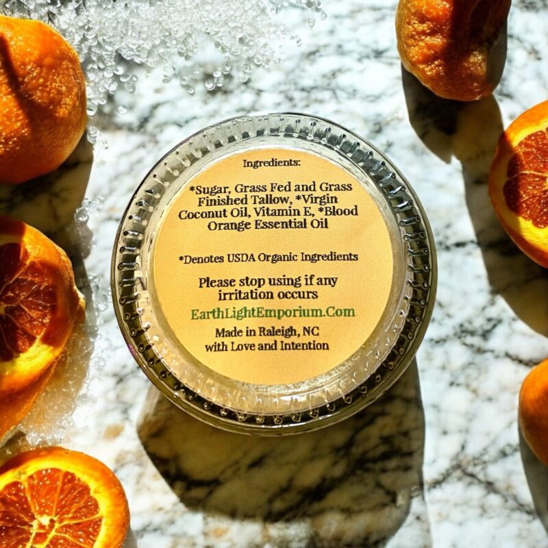 Grass Fed and Finished Tallow Organic Sugar Lip Love Scrub Blood Orange (1 0z | 30 g) - Image 5