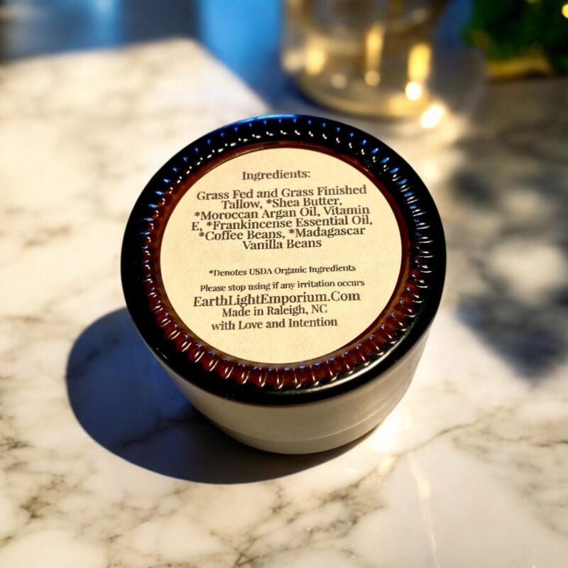 Grass Fed and Finished Tallow Organic Espresso Vanilla Velvet Lift Hands, Neck, and Chest Butter  (1 0z | 30 G) - Image 3