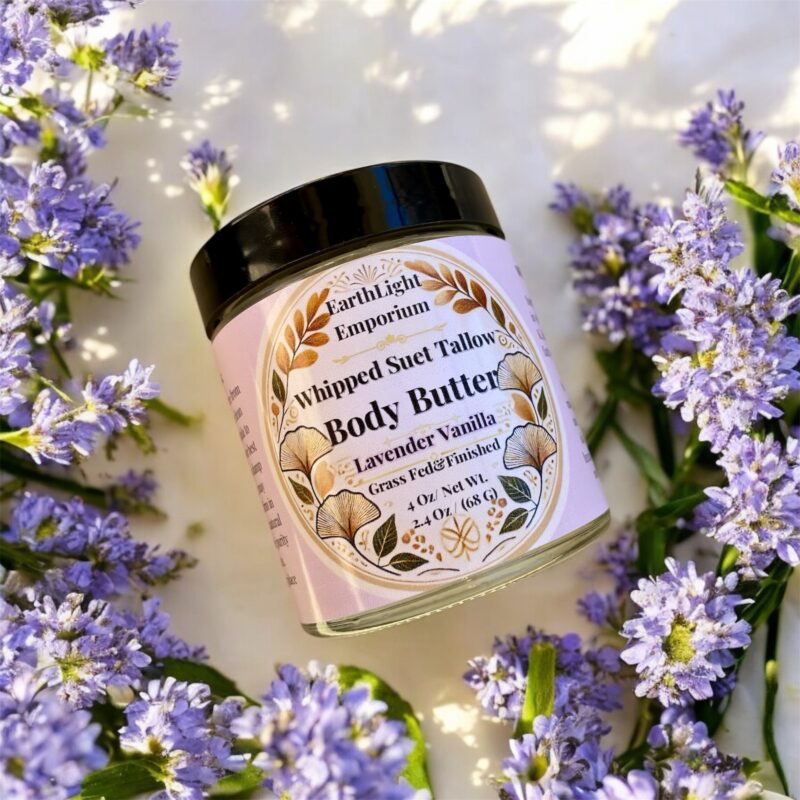 Organic Lavender Vanilla Grass-fed and Finished  Whipped Suet Tallow Skin Cream 4 0z/ Net Wt.
2.4 0z./ (68 G)