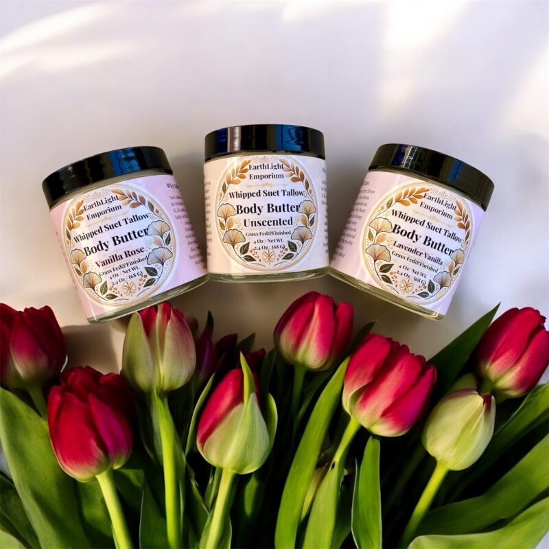 Grass Fed and Finished Whipped Suet Tallow Skin Cream Infused with Organic Madagascar Vanilla Beans and Organic Rose Petals 4 0z/ Net Wt.
2.4 0z./ (68 G) - Image 6