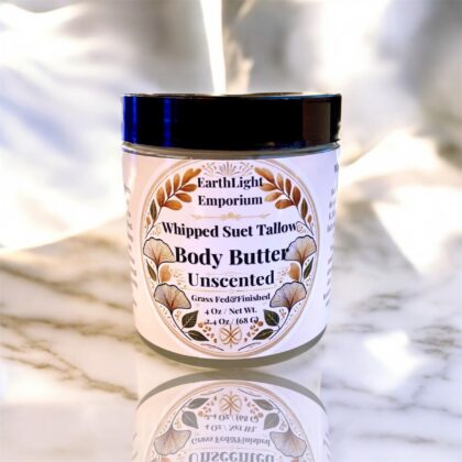 Grass Fed & Finished Unscented Whipped Suet Tallow  4 0z/ Net Wt. 2.4 0z./ (68 G)