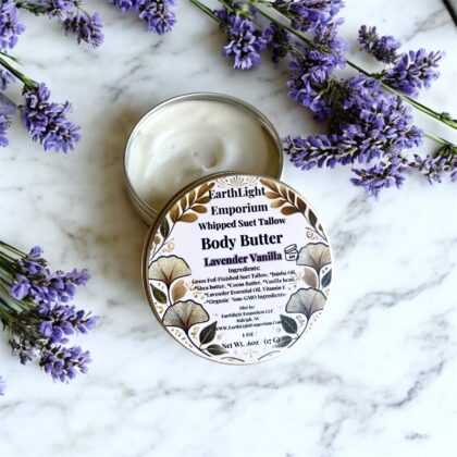 Organic Lavender Vanilla Grass-fed and Finished  Whipped Suet Tallow Skin Cream 1 0z/ Net Wt.
.6 0z./ (17 G)